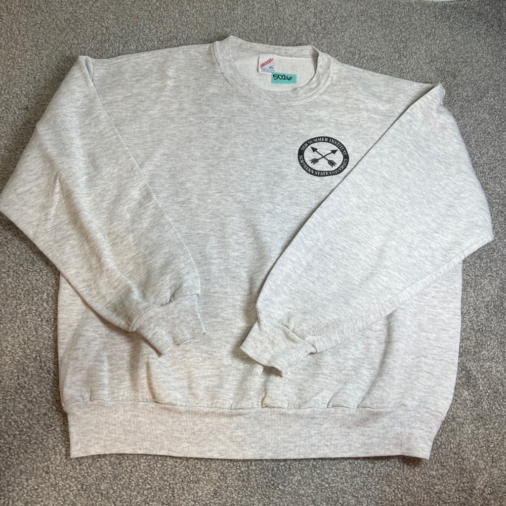 vtg Jerzees Sweatshirt Mens XL Gray 1994 Plains Indians Literature USA 90s